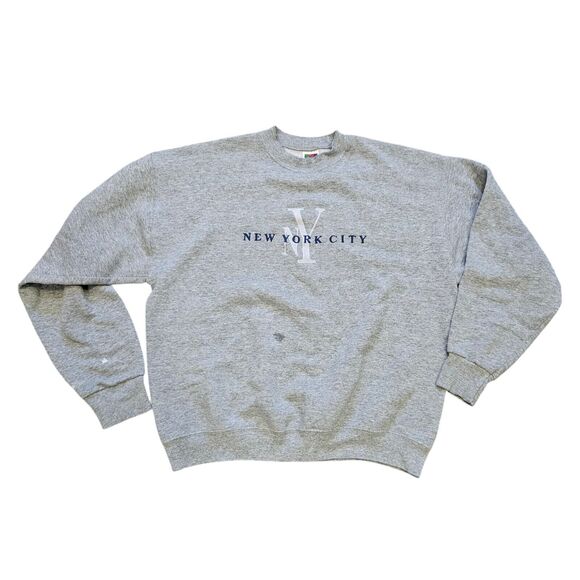 Vtg New York City Crew Sweatshirt Mens XL Fruit Of The Loom Gray Embroidery 90s - Picture 1 of 10